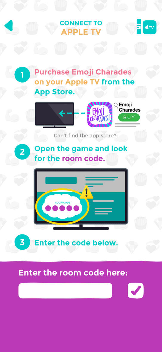 Connection menu: Apple TV